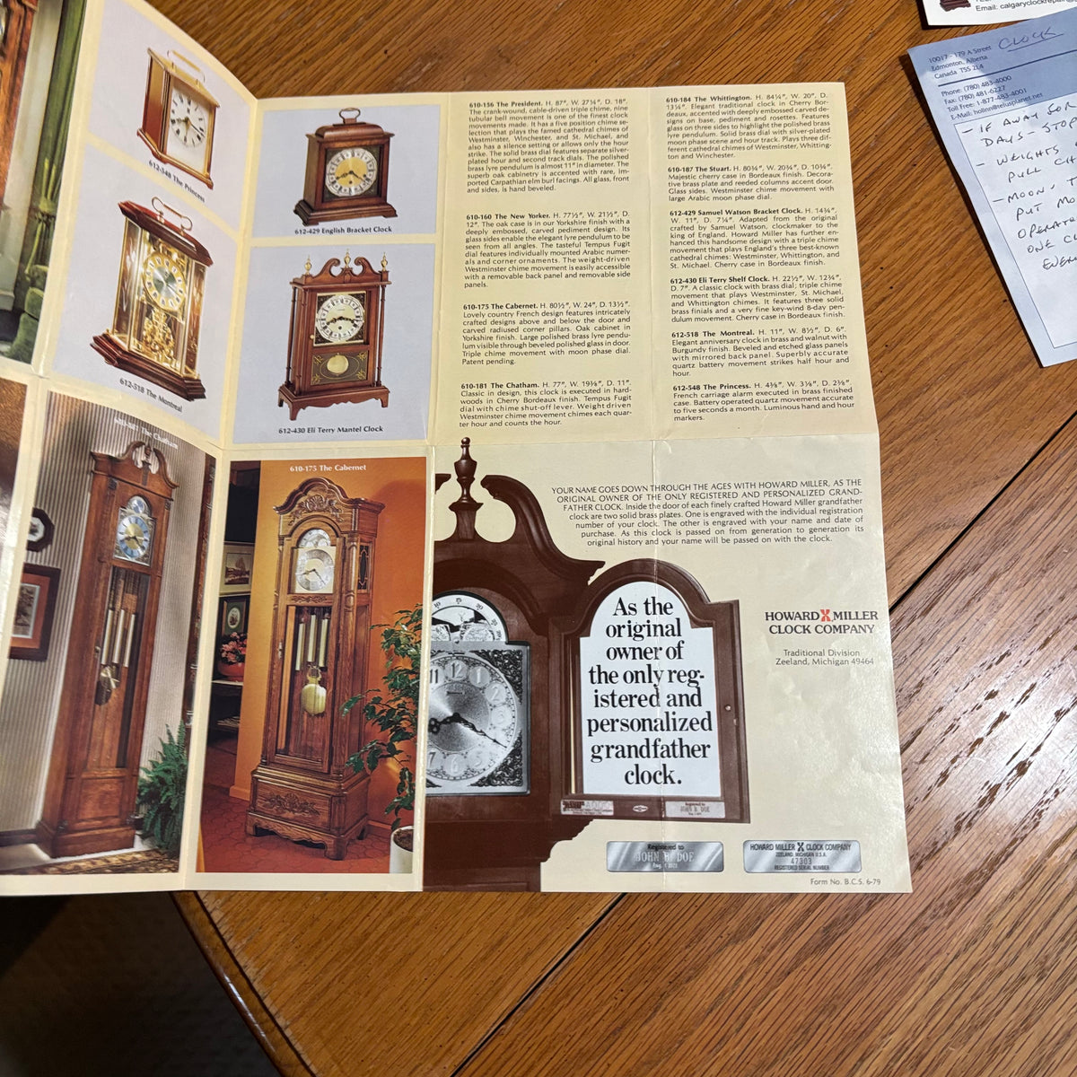 B100 Vintage Howard Millar Grandfather Clock (in excellent working condition) **SEE FULL DESCRIPTION