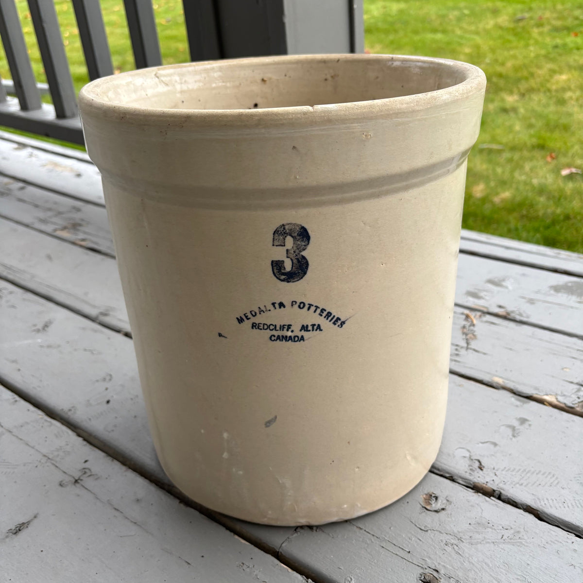 B131 Vintage #3 Medalta Potteries Stoneware Crock