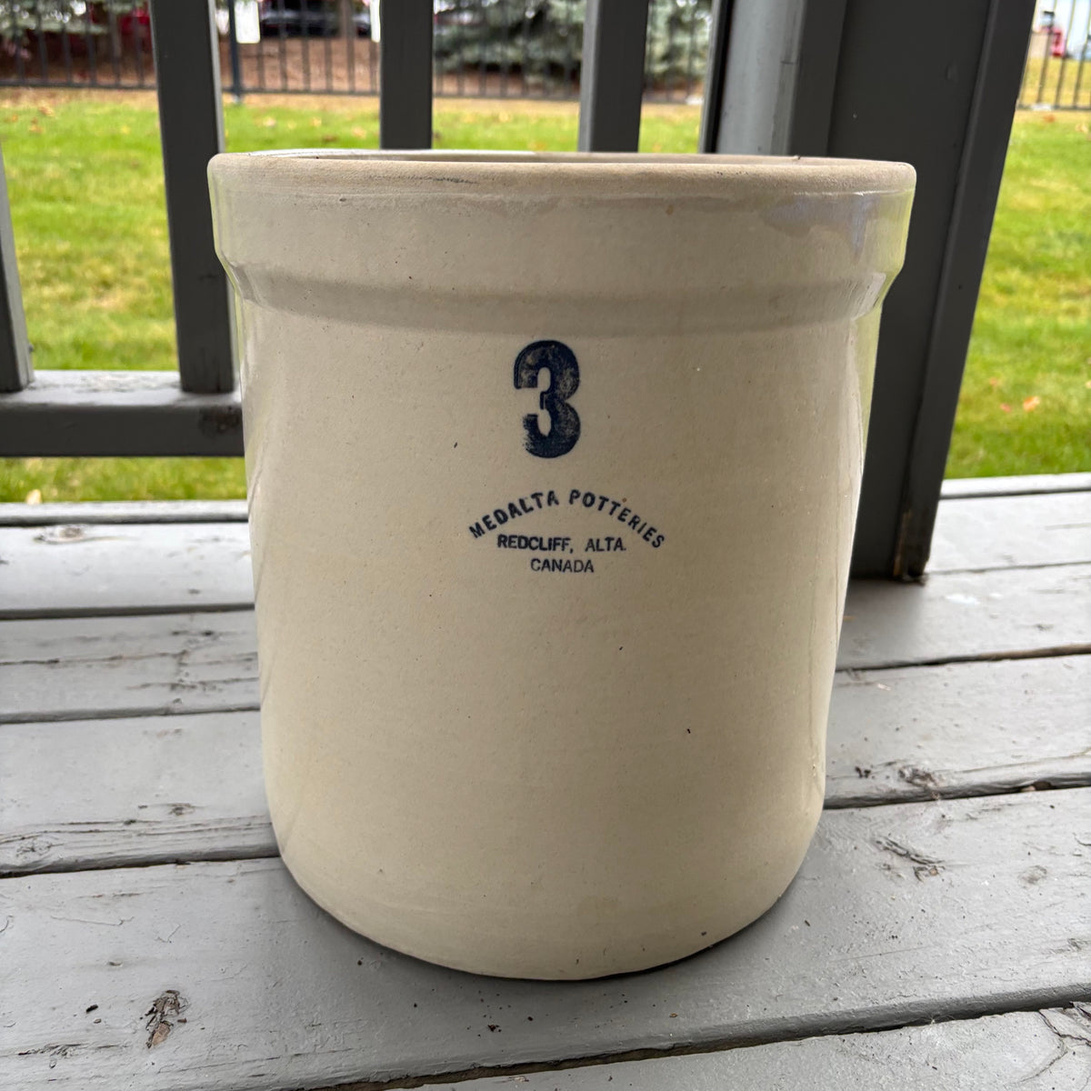 B131 Vintage #3 Medalta Potteries Stoneware Crock
