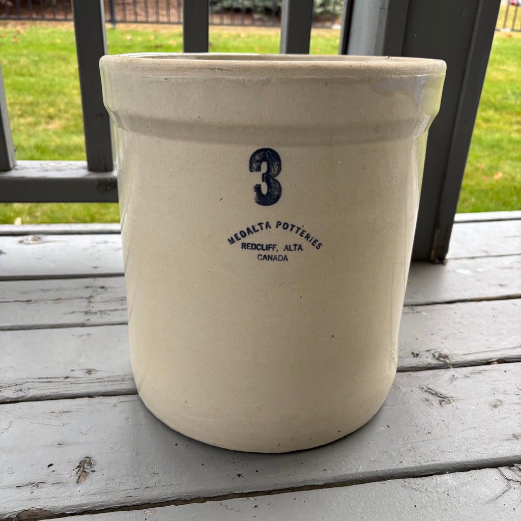 B131 Vintage #3 Medalta Potteries Stoneware Crock