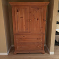 R106 SOLID PINE ARMOUR WITH SHELVES AND 2 DRAWERS (62" X 38" X 20")