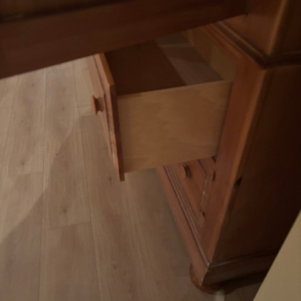 R106 SOLID PINE ARMOUR WITH SHELVES AND 2 DRAWERS (62" X 38" X 20")