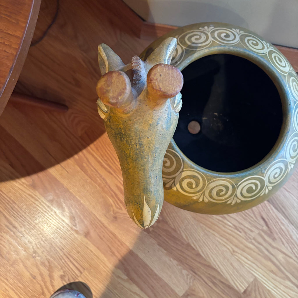 R111 Vintage ceramic giraffe planter (stands 22" high)