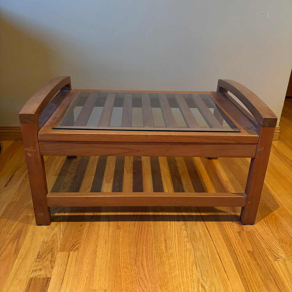 R115 Mid Century slatted wood end table