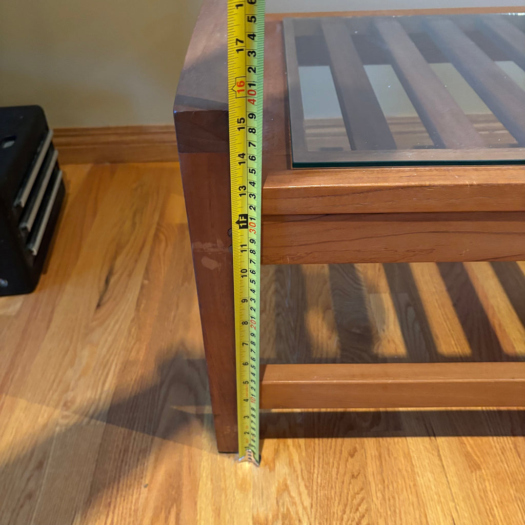 R115 Mid Century slatted wood end table