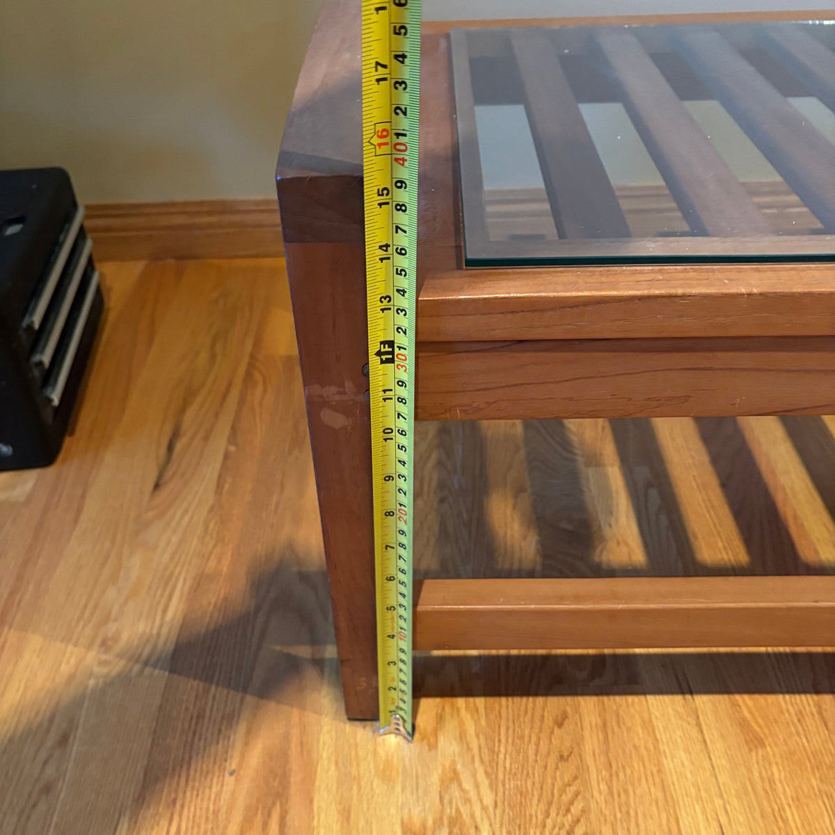 R115 Mid Century slatted wood end table