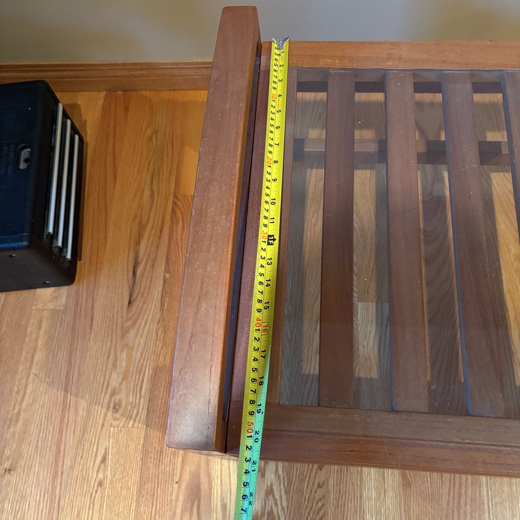 R115 Mid Century slatted wood end table