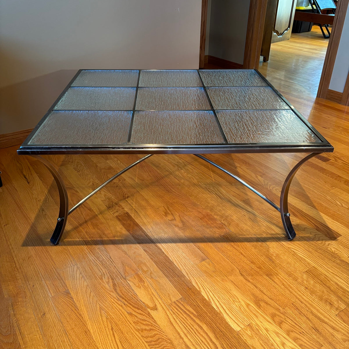 R119 Heavy Metal and glass coffee table