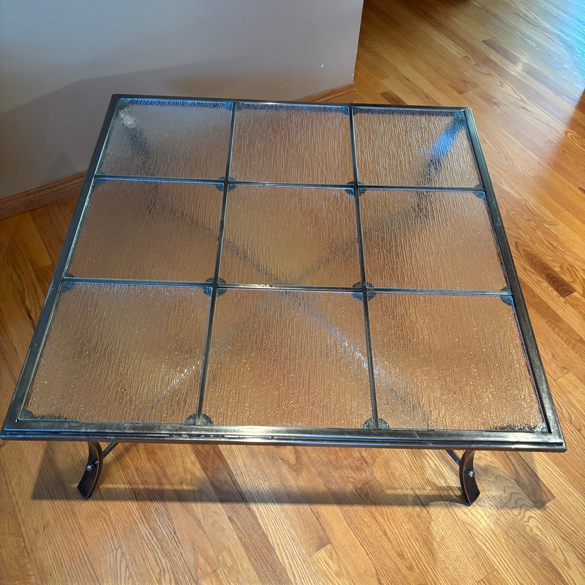 R119 Heavy Metal and glass coffee table