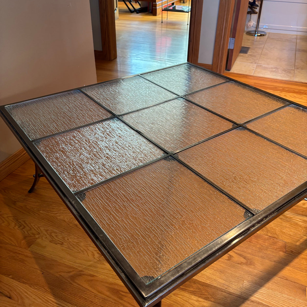 R119 Heavy Metal and glass coffee table