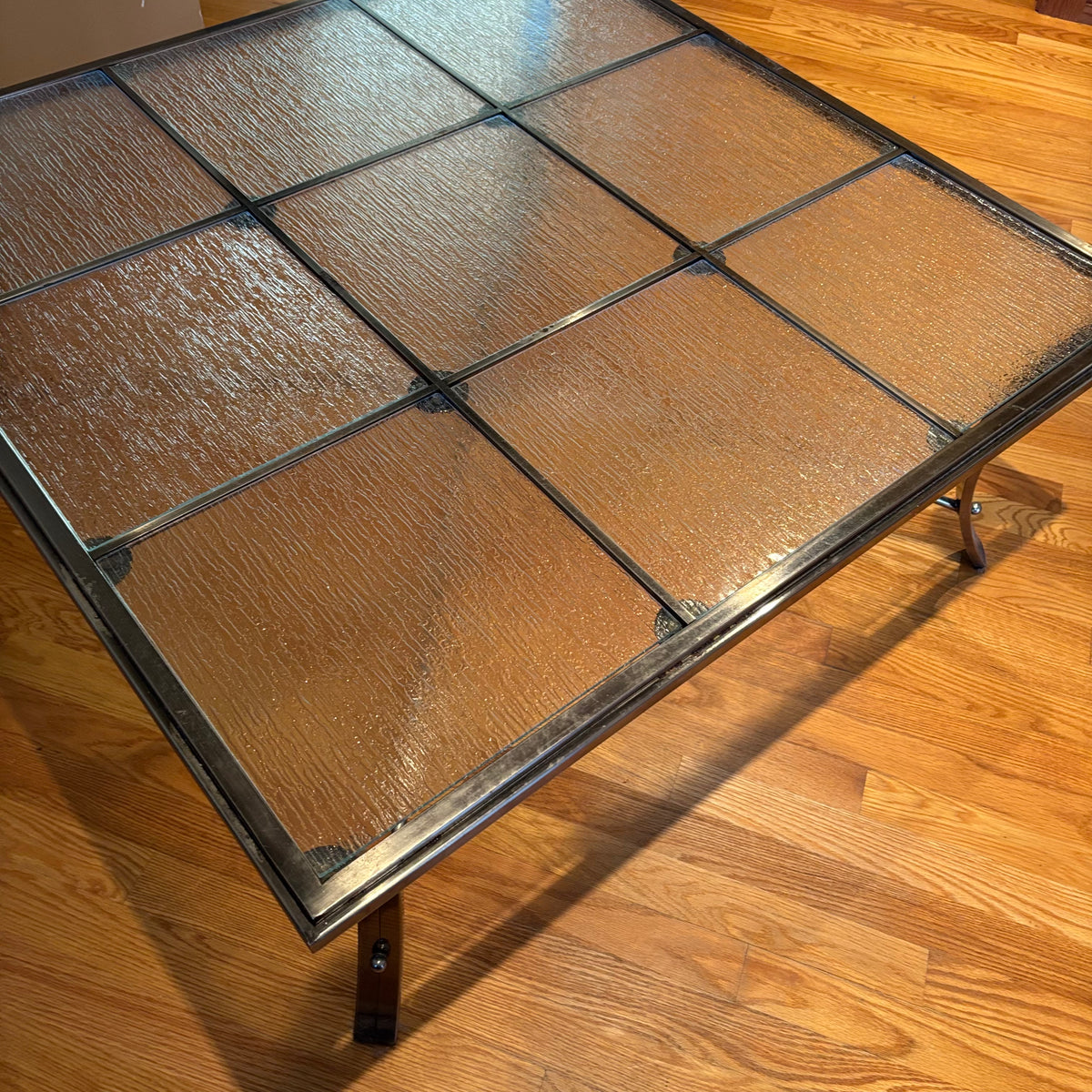 R119 Heavy Metal and glass coffee table