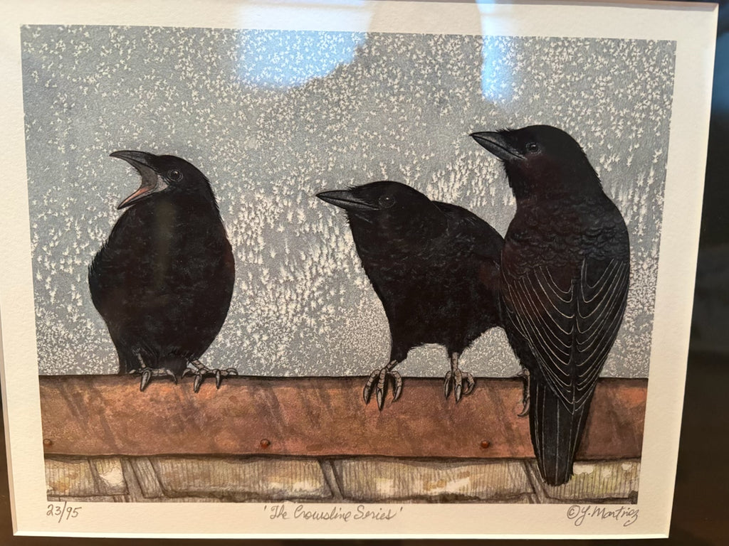 R205 Set of 2 "Caws for Celebration" common crow series hand enhanced limited Giclee by Yvonne Martinez