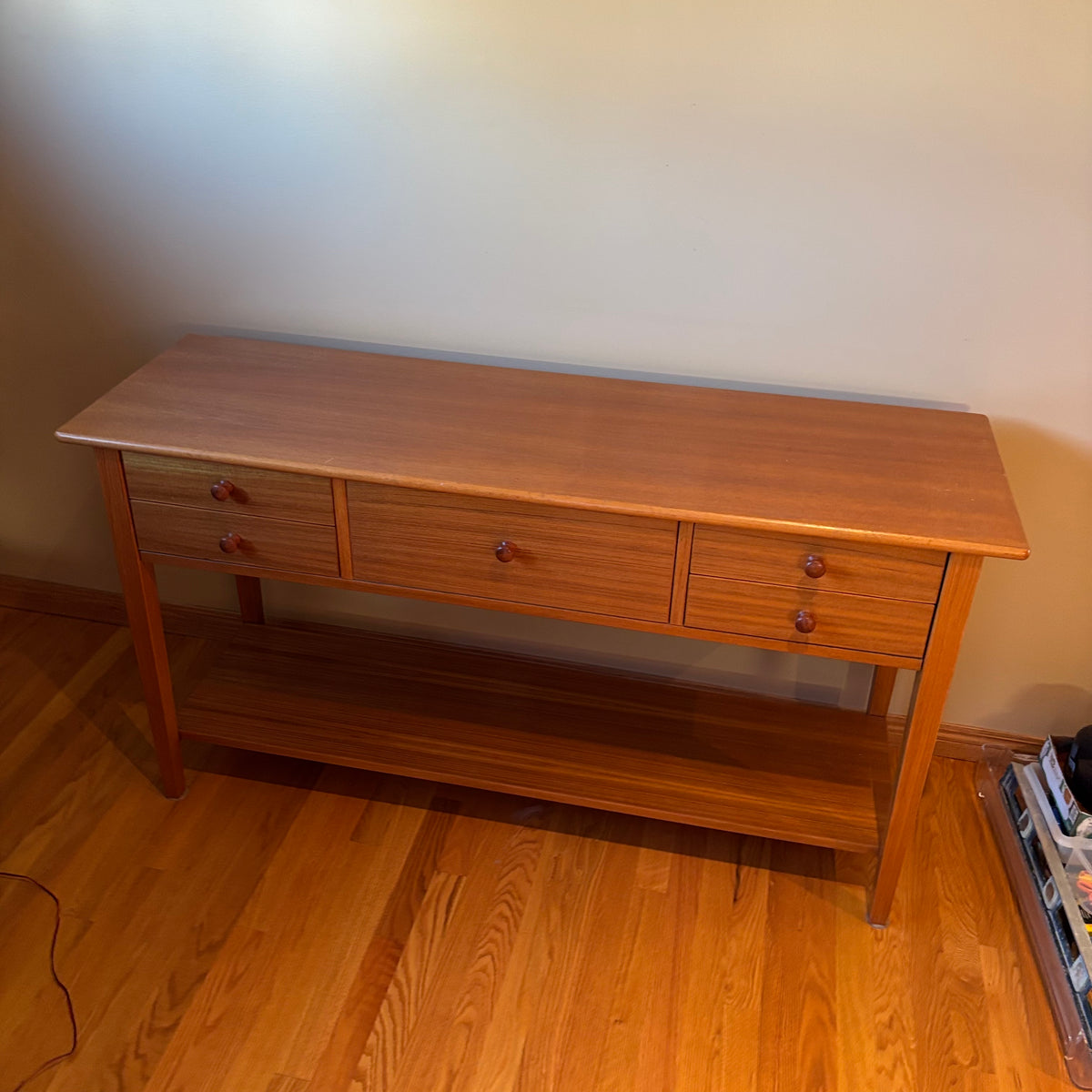 R119A Mid century 3 drawer teak console table