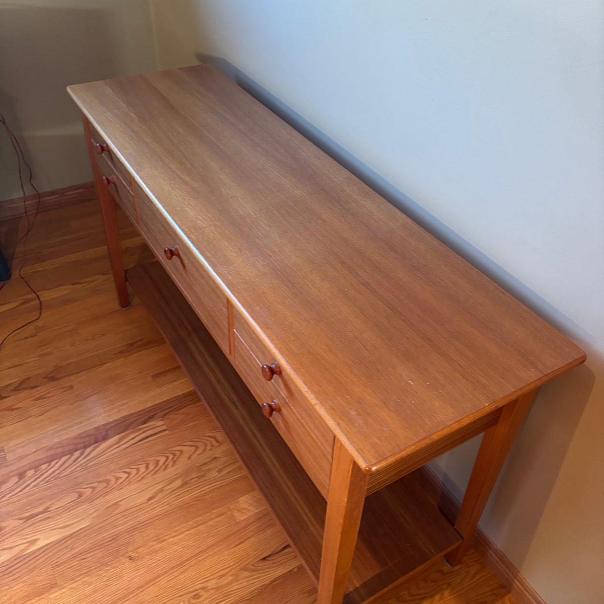 R119A Mid century 3 drawer teak console table