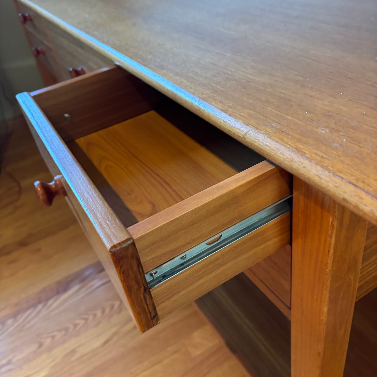 R119A Mid century 3 drawer teak console table