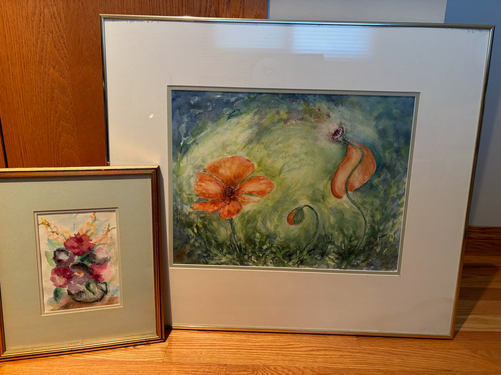 R206 Set of 2 vintage floral prints