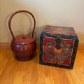 R122 Vintage Asian Grouping (Chinese bucket and decorative wooden box)