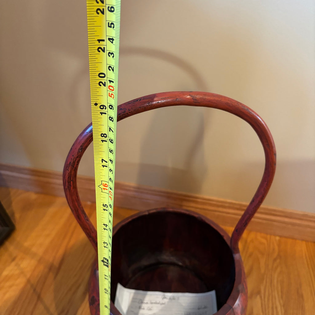 R122 Vintage Asian Grouping (Chinese bucket and decorative wooden box)