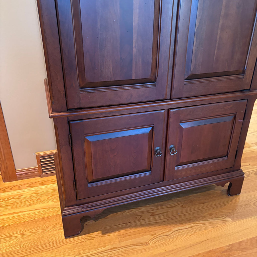 R124 Dark wood entertainment armoire with slide in doors  ***contents not included