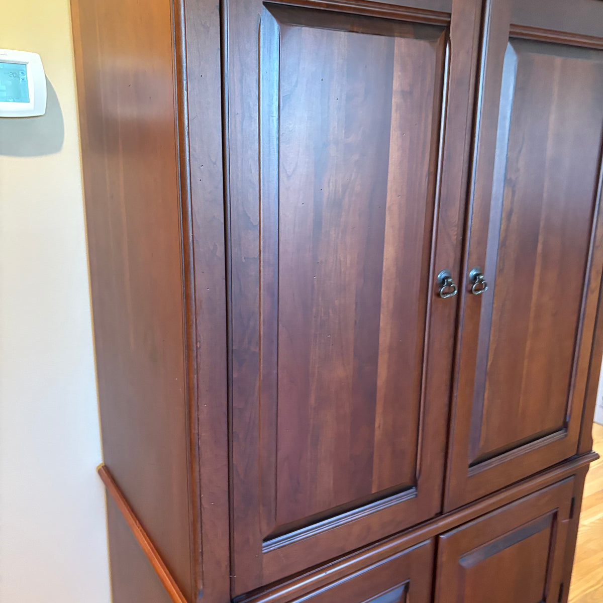 R124 Dark wood entertainment armoire with slide in doors  ***contents not included