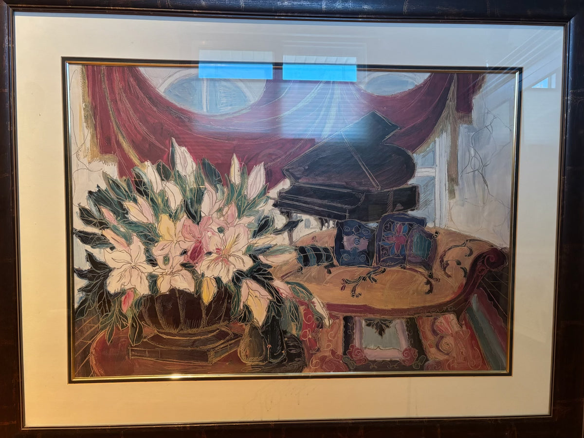 R209 Framed print (lilies in a vase, 45" x 35")