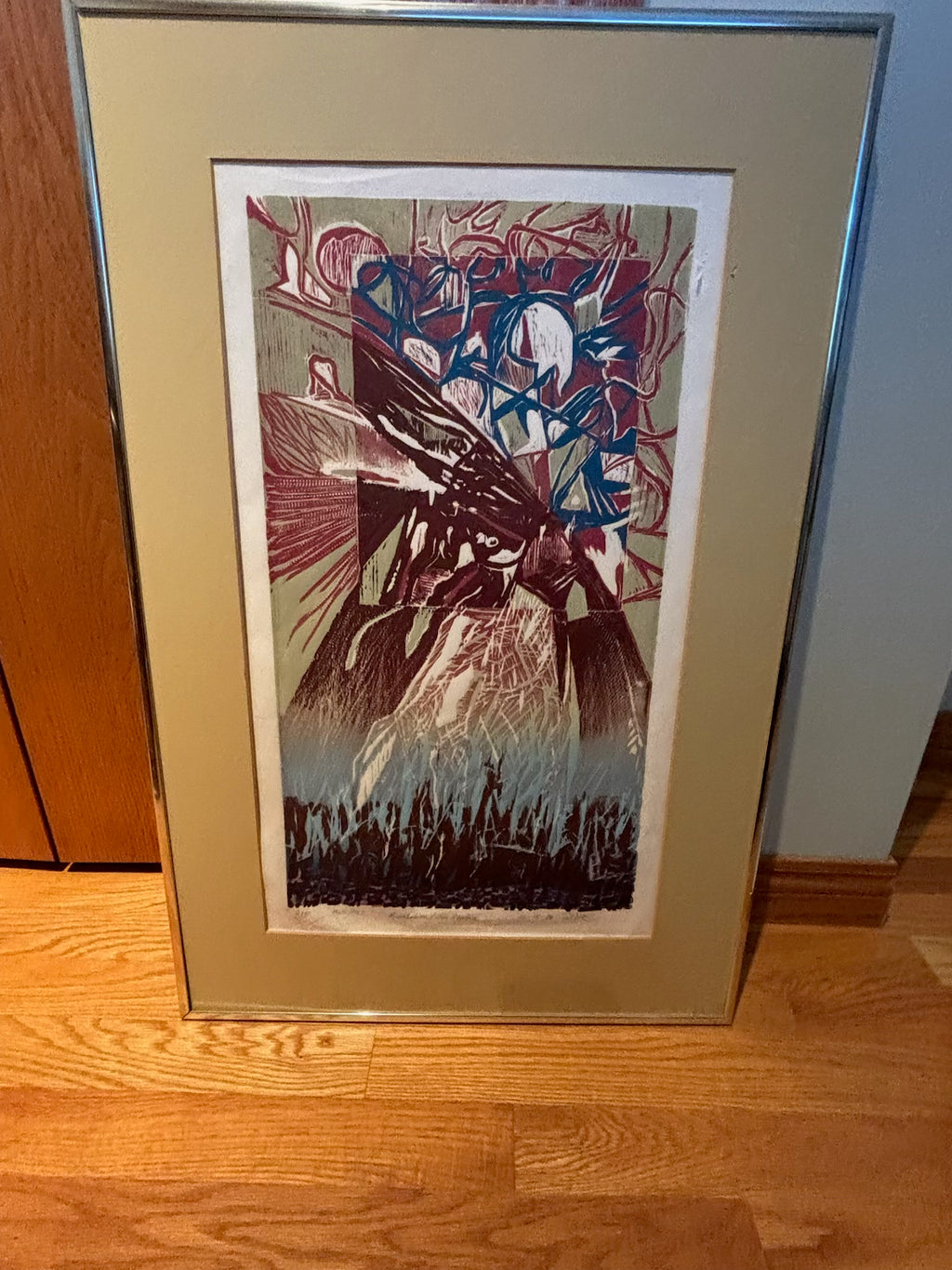 R210 Set of 2 vintage framed abstract prints