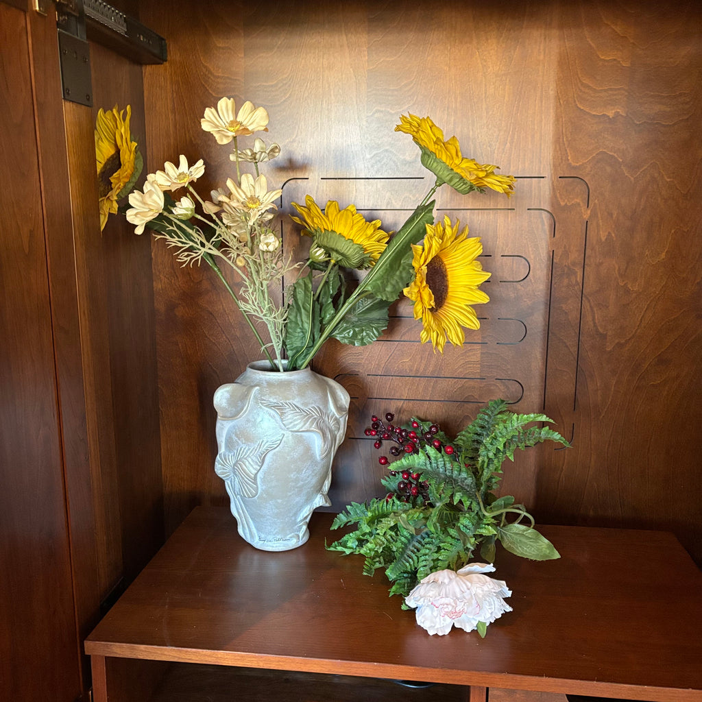 R129 Artificial Flowers and Bowring ceramic vase Grouping