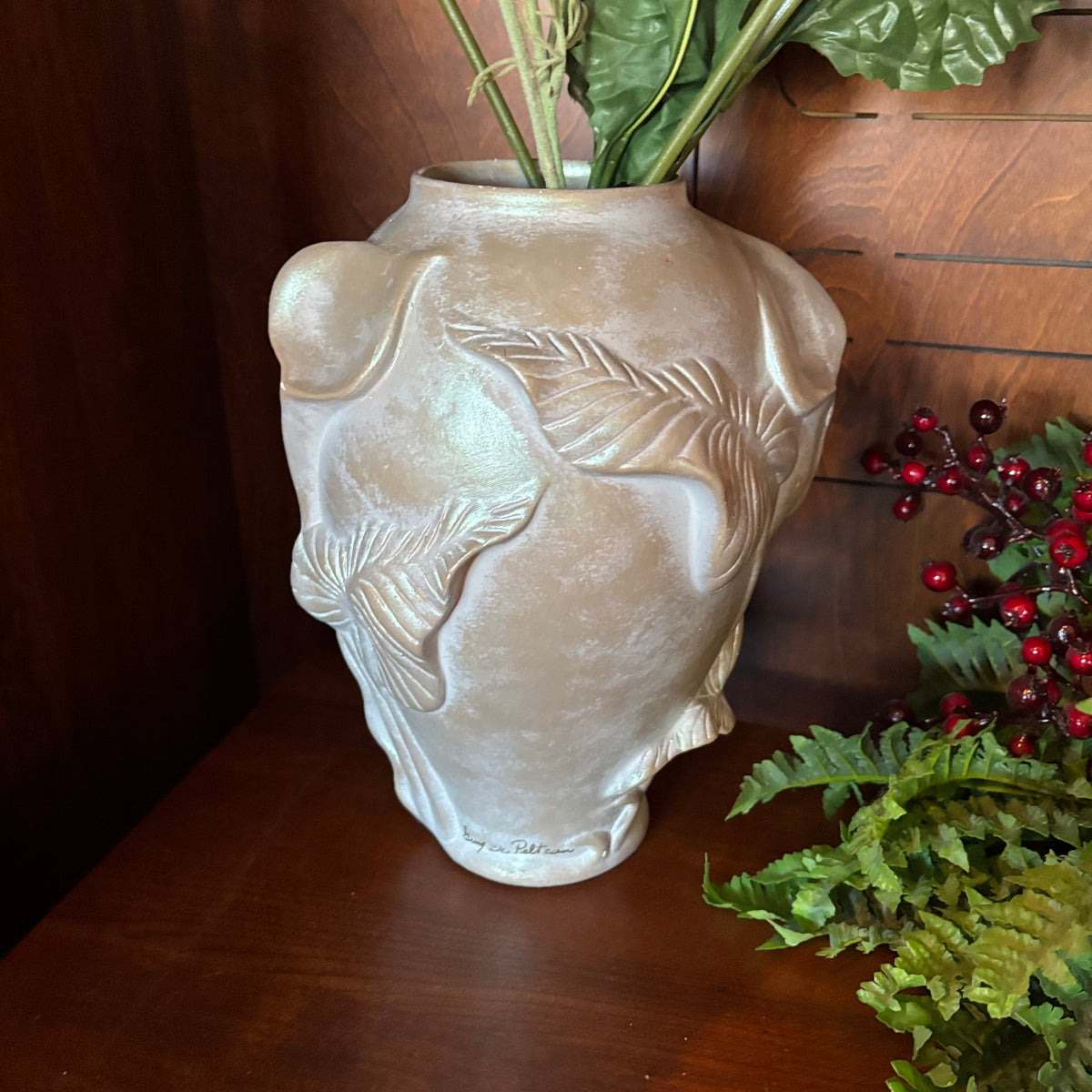 R129 Artificial Flowers and Bowring ceramic vase Grouping