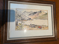 R214 Framed landscape print (mountain scene, 16" x 20")