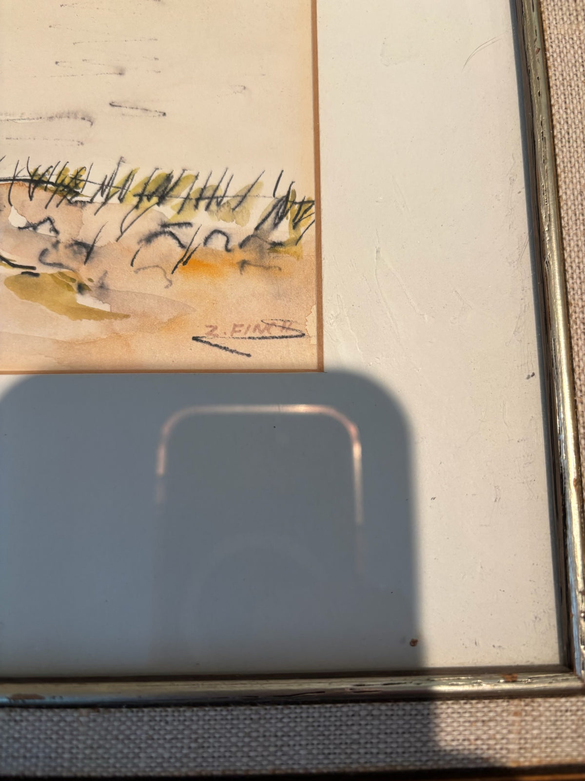 R214 Framed landscape print (mountain scene, 16" x 20")