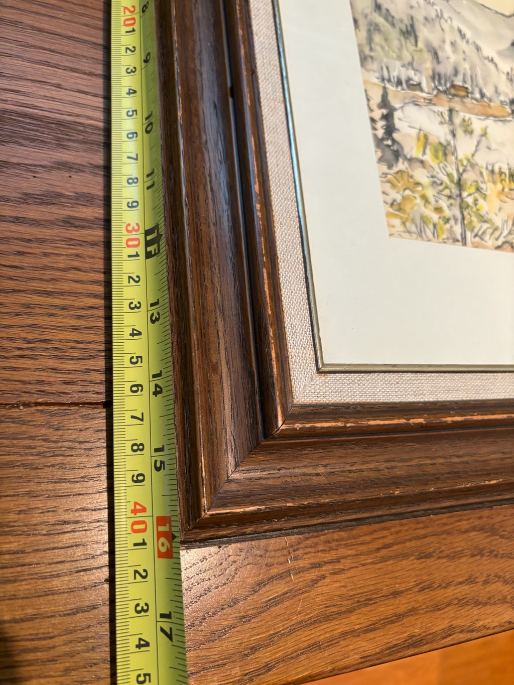 R214 Framed landscape print (mountain scene, 16" x 20")