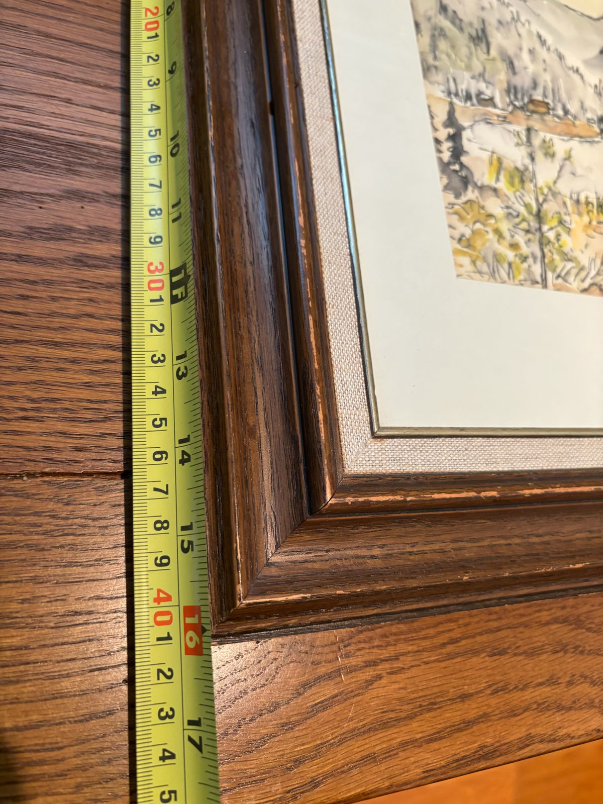 R214 Framed landscape print (mountain scene, 16" x 20")