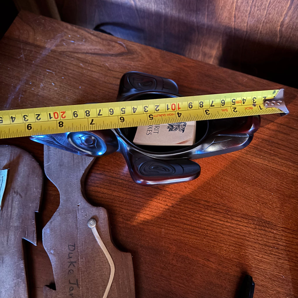 R137 Northwest Coast Style Grouping (wooden wall plaques and Boma spirit box )