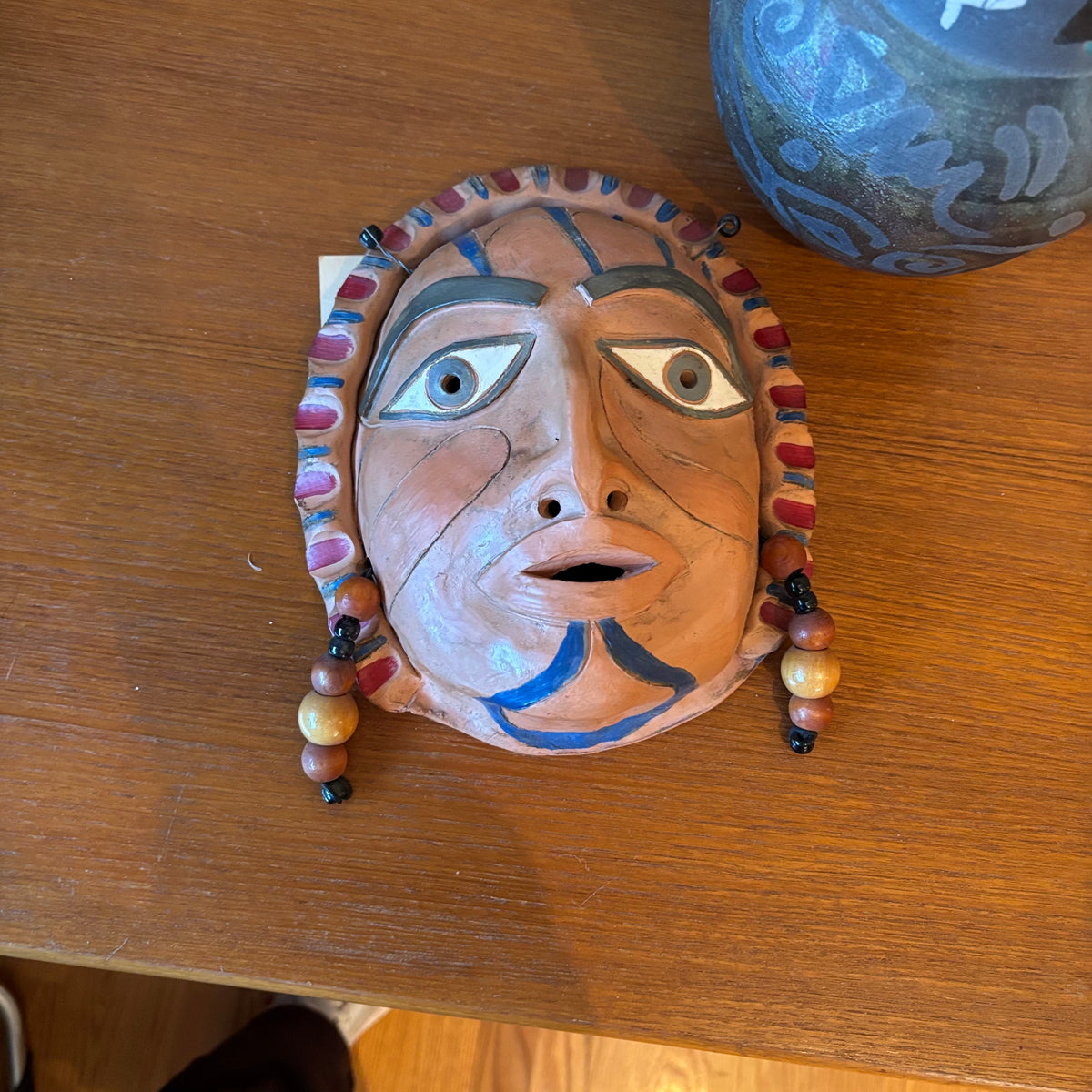 R140 Home Decor Grouping (pottery vase and terracotta mask)