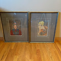 R148 Set of 2 framed Chinese ancestral portrait prints (24” x 19”)