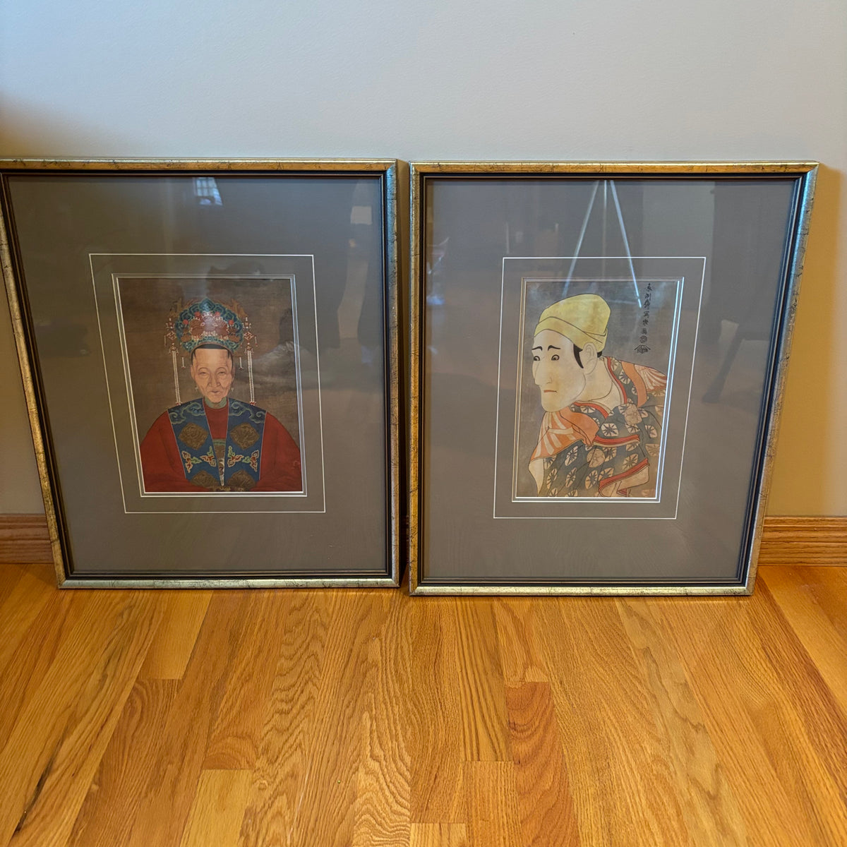 R148 Set of 2 framed Chinese ancestral portrait prints (24” x 19”)