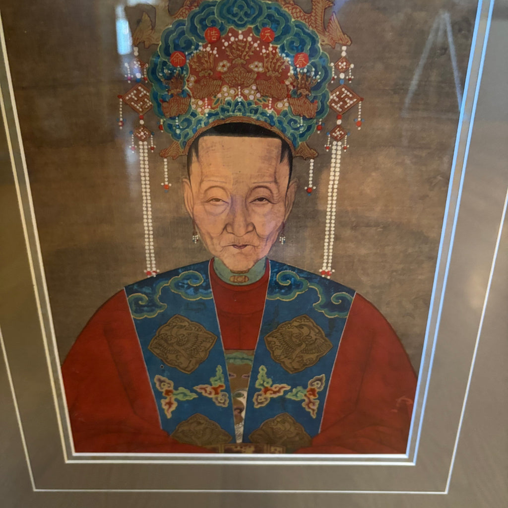 R148 Set of 2 framed Chinese ancestral portrait prints (24” x 19”)