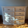 R153 Century off white wooden curved 8 drawer dresser (45" high and 22" deep) ***very heavy