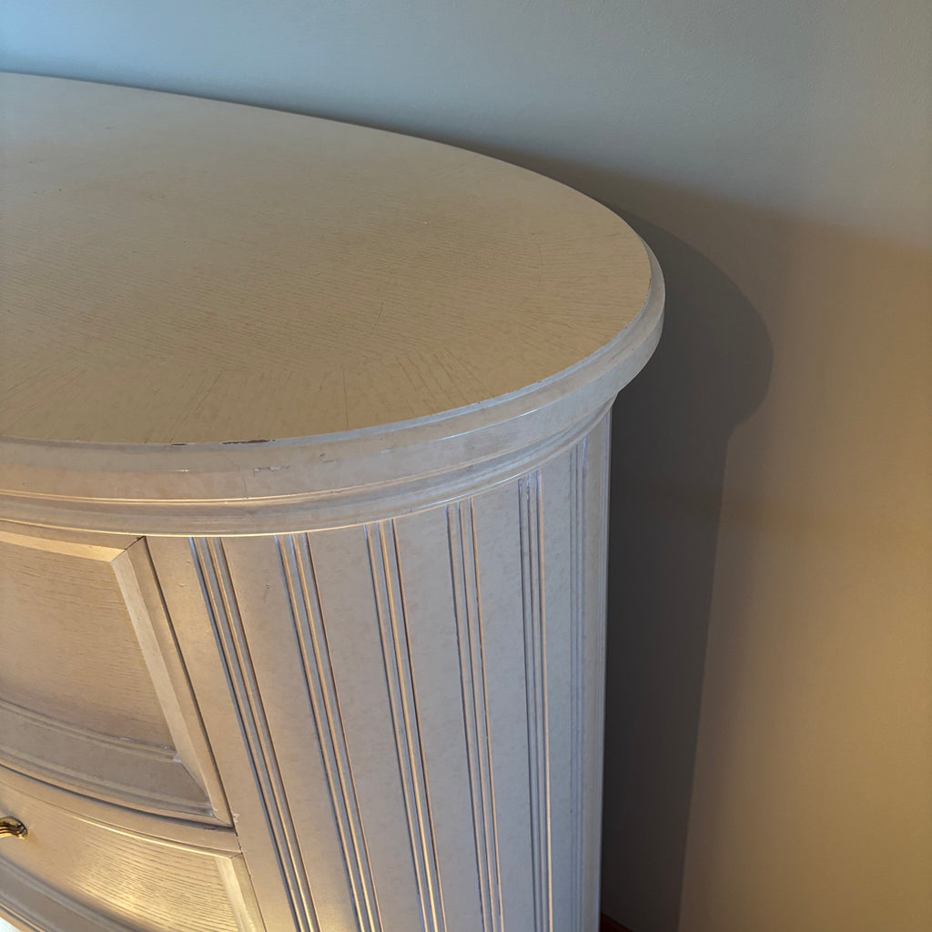 R153 Century off white wooden curved 8 drawer dresser (45" high and 22" deep) ***very heavy