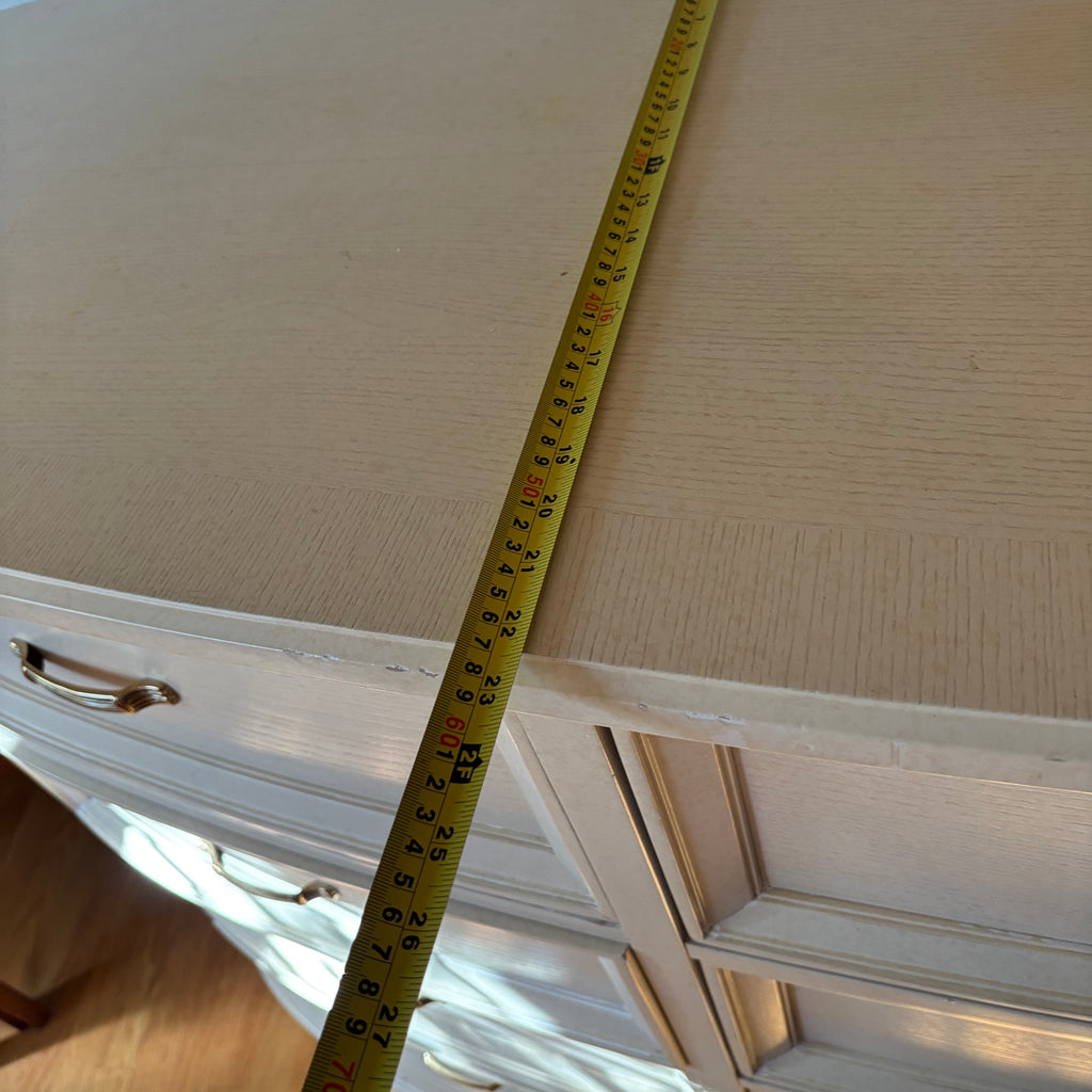 R153 Century off white wooden curved 8 drawer dresser (45" high and 22" deep) ***very heavy