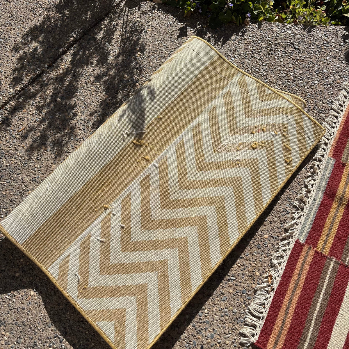 R156 2 Brightly colored striped throw rugs
