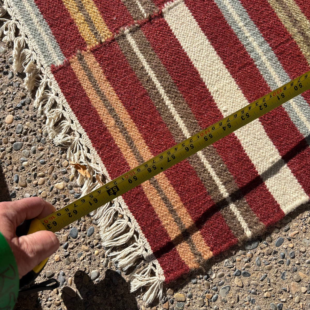 R156 2 Brightly colored striped throw rugs