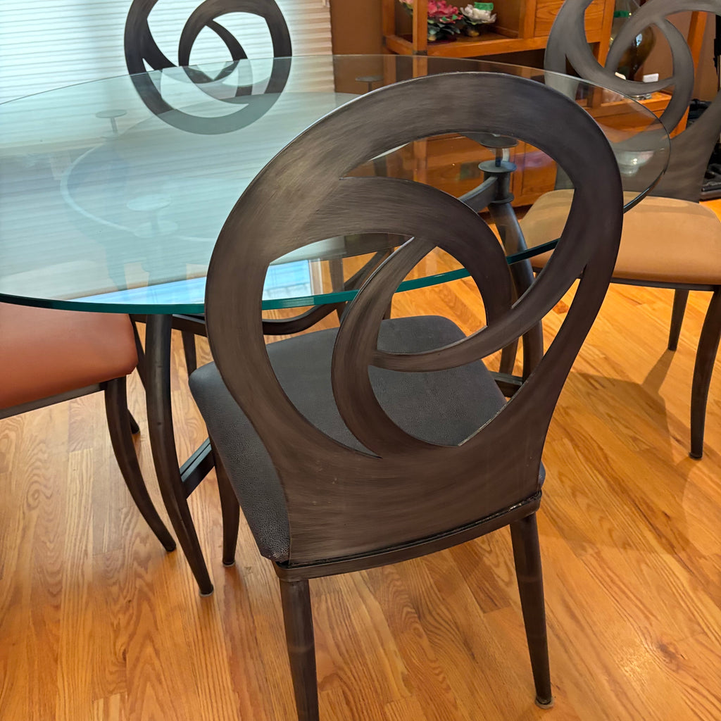 R156A Contemporary Cut Steel Framed table with 4 chairs