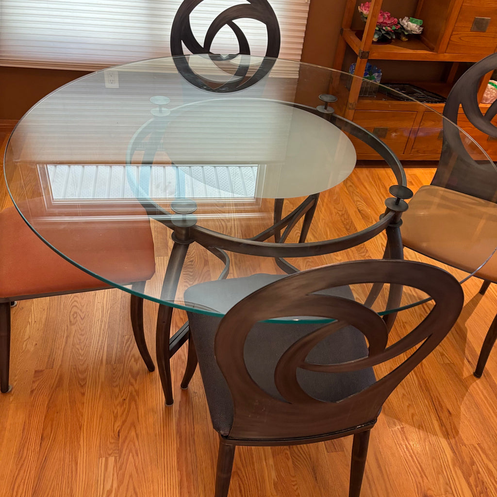 R156A Contemporary Cut Steel Framed table with 4 chairs