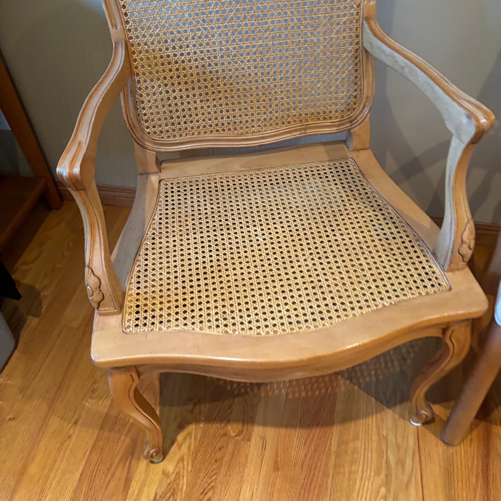 R156B Set of 2 light wooden with rattan vintage chairs