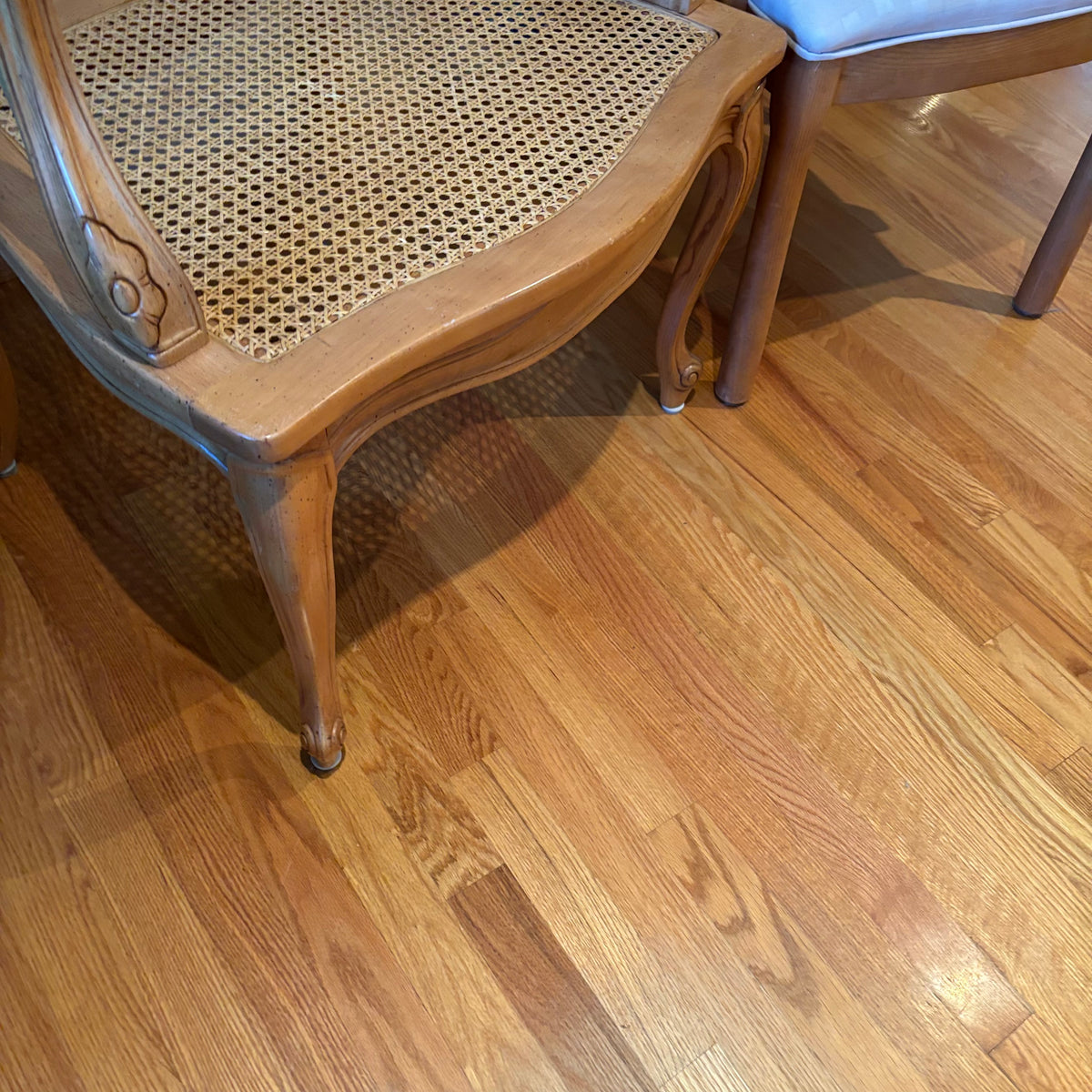 R156B Set of 2 light wooden with rattan vintage chairs