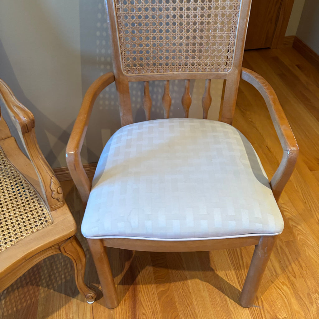 R156B Set of 2 light wooden with rattan vintage chairs