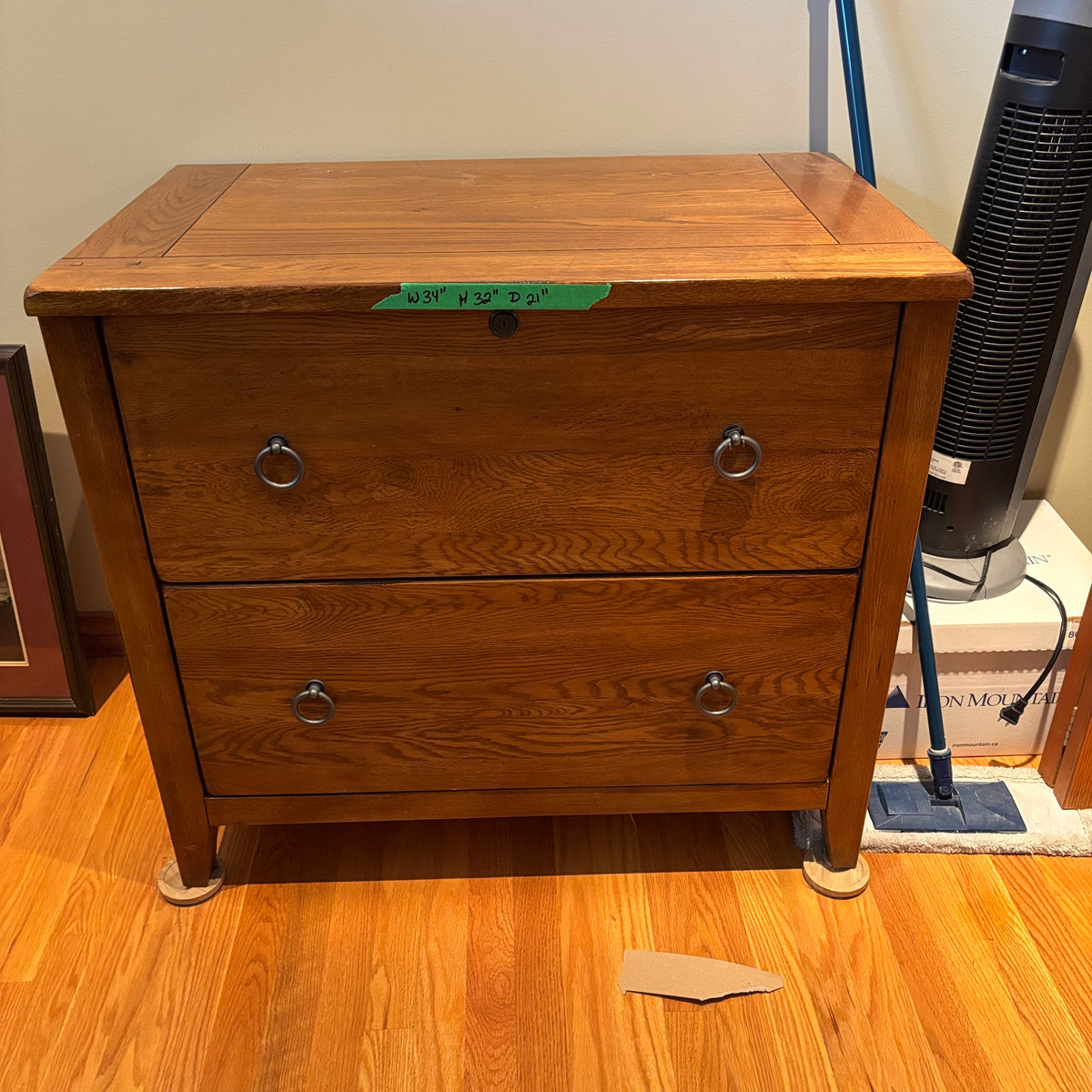 R158 Solid Wood two drawer file cabinet (34" x 32" 21")