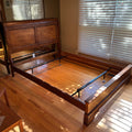R158A Dark brown solid wood queen size bed frame (90" x 65" x 50")