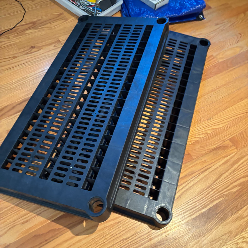 R162 Home Grouping (plastic shelving, black glass tiles and more) ***stereo pictured behind trolley NOT included